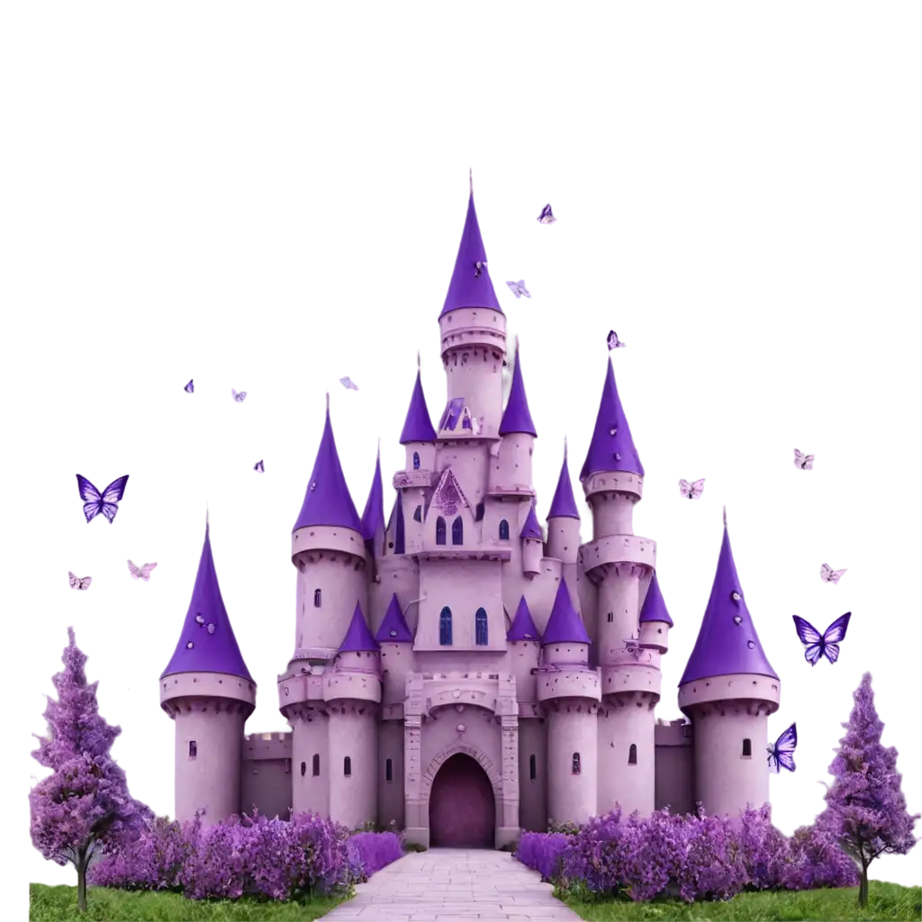 Magical-Purple-Castle-with-Butterflies-PNG-Image-Enchanting-Fantasy-Art-for-Digital-Media