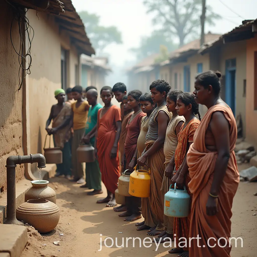 Group-of-Poor-Indian-People-Collecting-Water-in-a-Struggling-Neighborhood