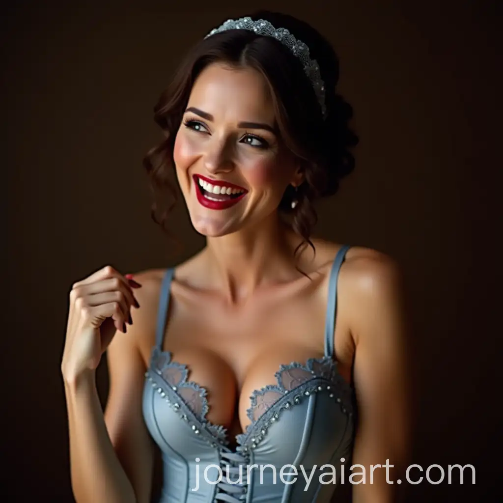Elegant-55YearOld-Woman-in-Flirtatious-Pose-with-Red-Lipstick-and-Blue-Corset