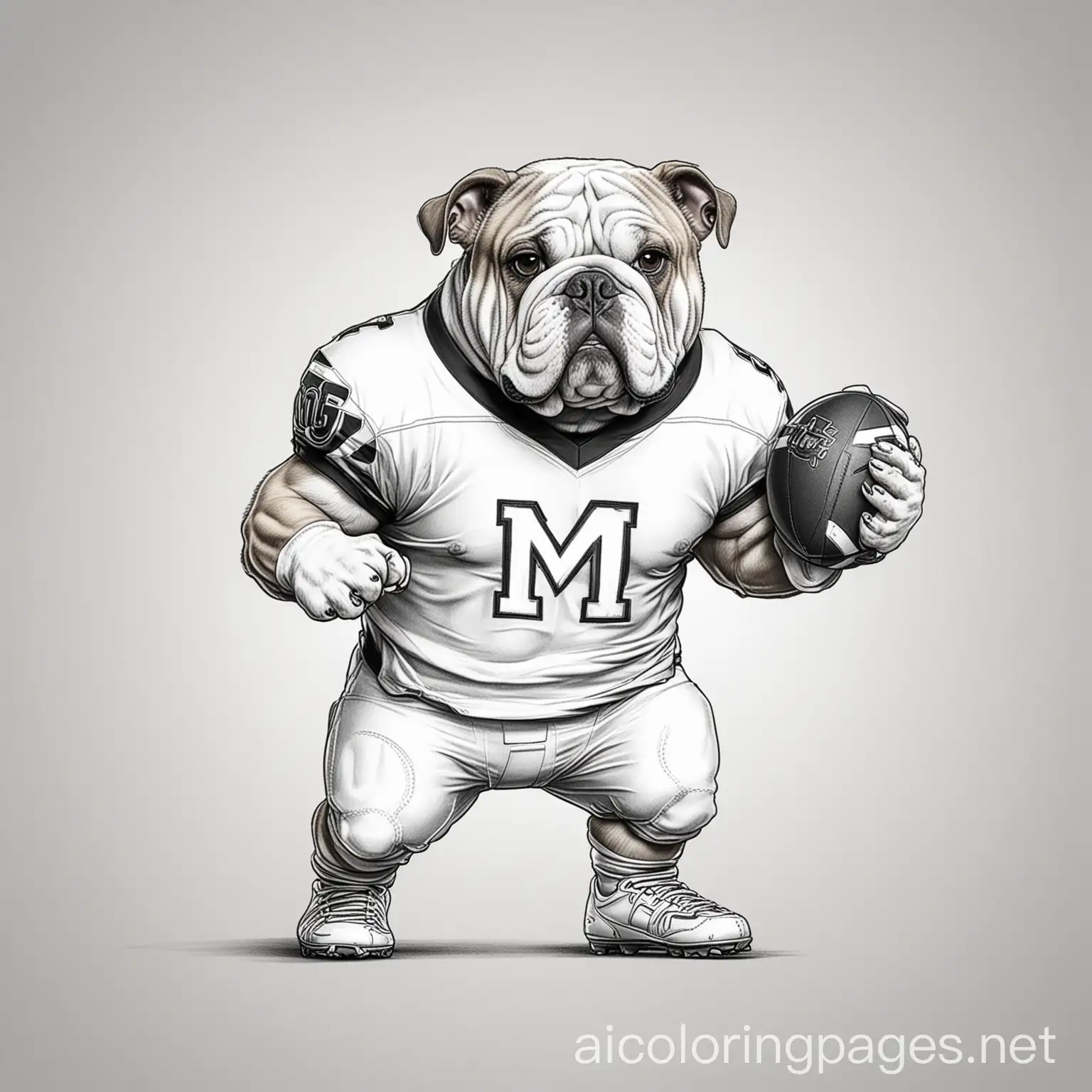 Bulldog-Playing-Football-Coloring-Page-with-Jersey-M-Design