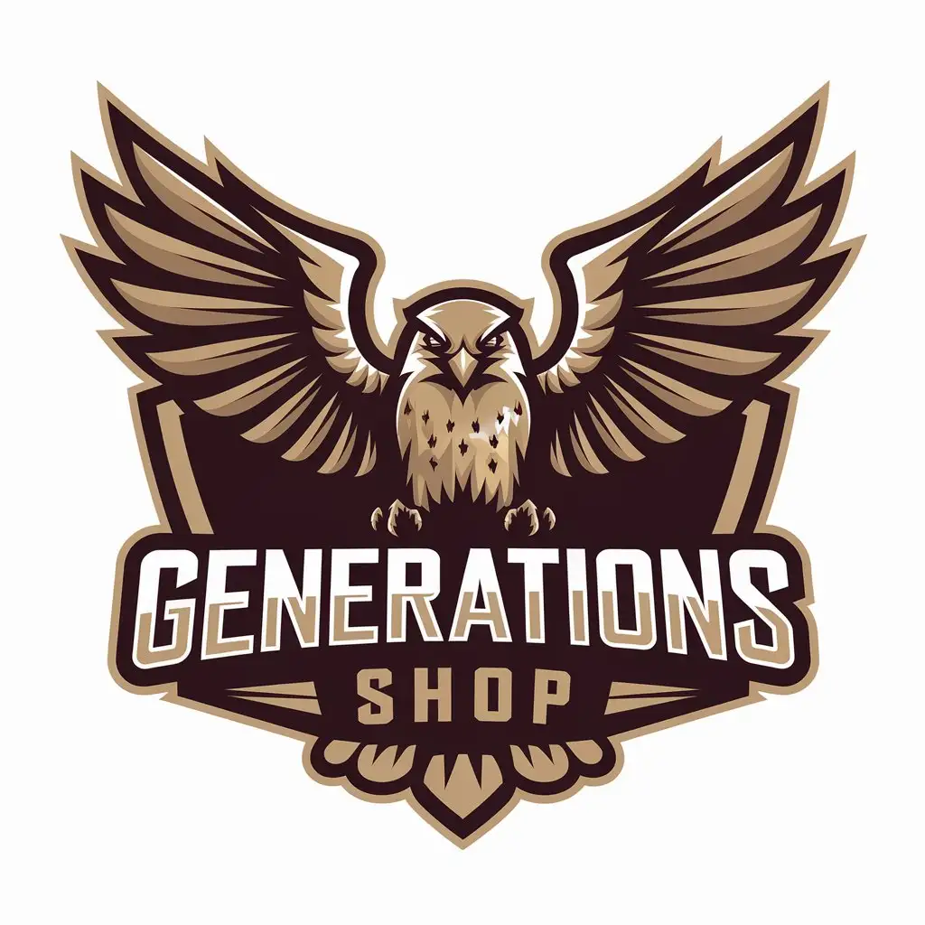 a vector logo design,with the text "generations shop", main symbol:falcon,Moderate,be used in Internet industry,clear background