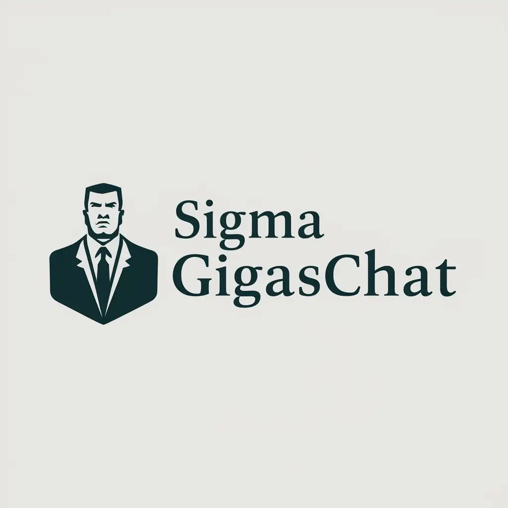 a logo design,with the text "Sigma gigaschat", main symbol:a man in a business suit with a strong jaw,Moderate,be used in Legal industry,clear background