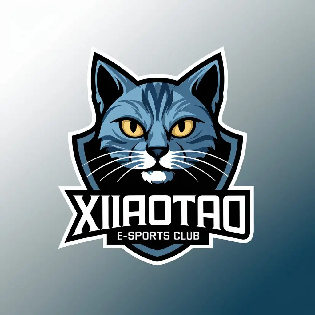 LOGO-Design-for-Xiaotao-ESports-Club-Blue-Cat-Symbol-with-Modern-Typography-on-Clear-Background