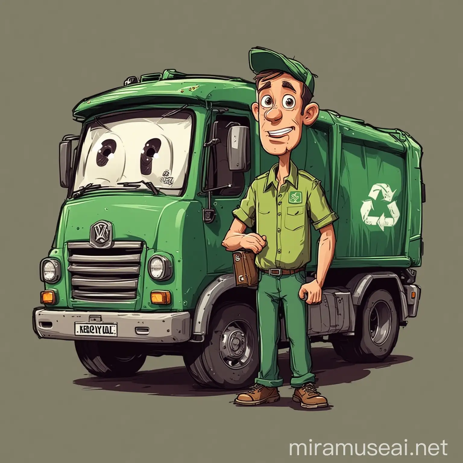 Cartoon Recycling Coach Teaching EcoFriendly Practices