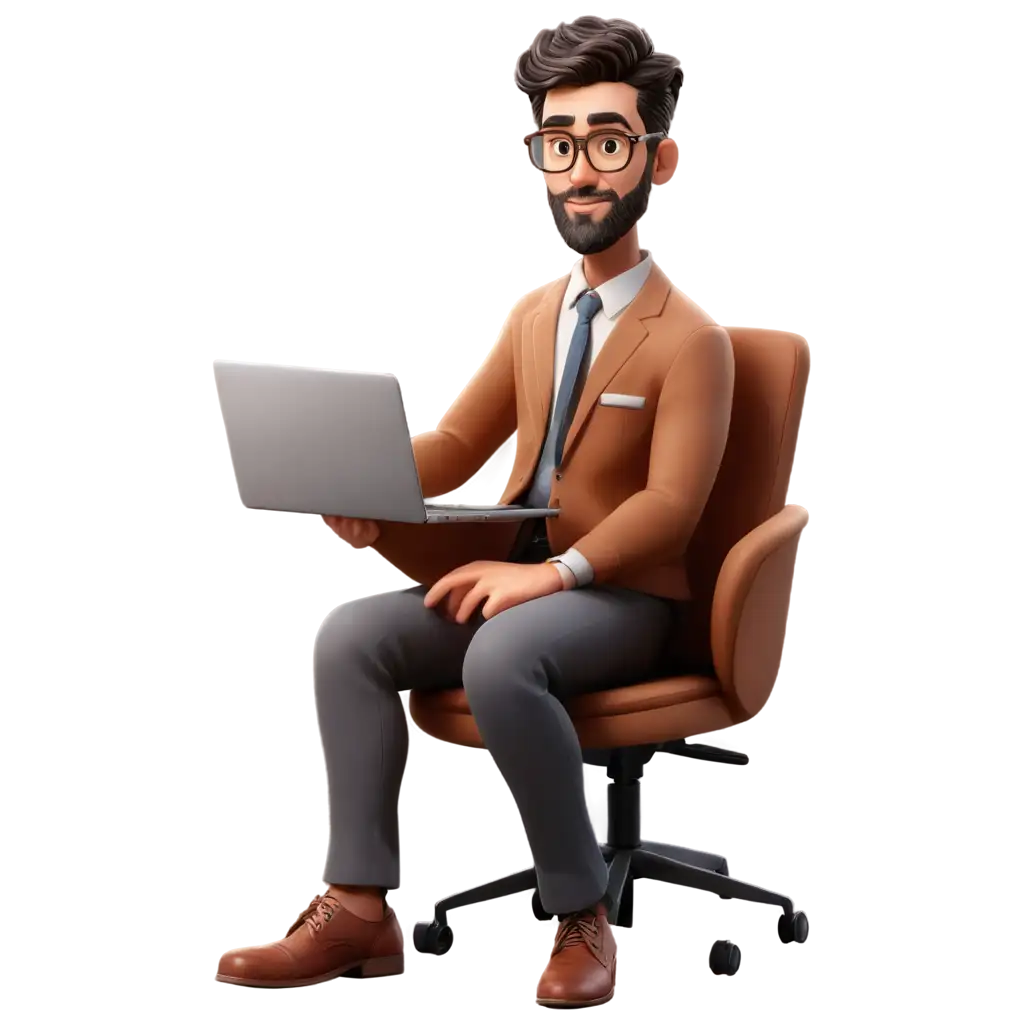 Professional-Man-Cartoon-in-Office-Sitting-with-Laptop-PNG-Image