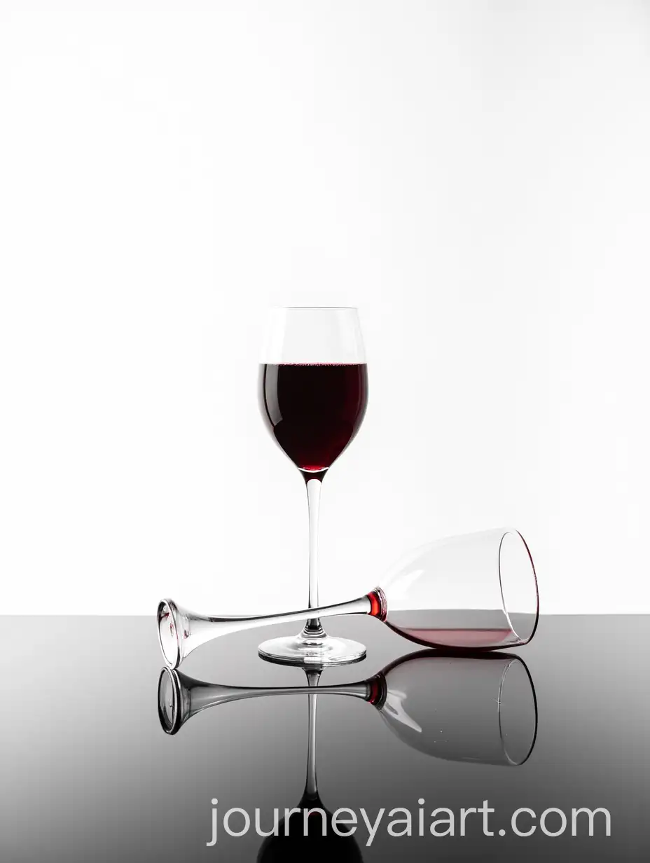 Still-Life-Modern-Art-Dark-Red-Wine-Glass-on-Mirror-Surface