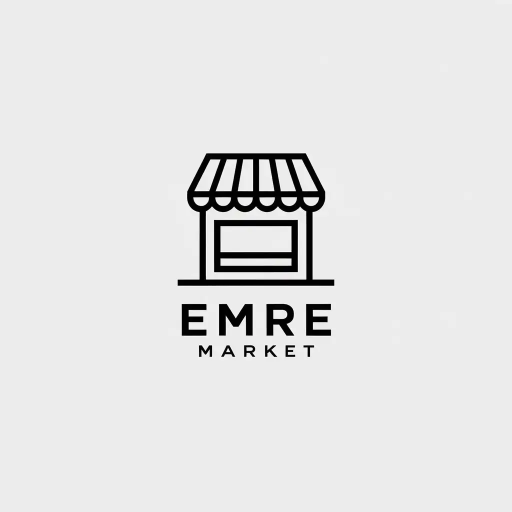 LOGO Design for Emre Market Minimalistic Shop Theme with Clear Background