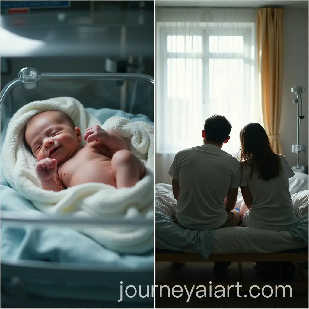 Premature-Baby-in-Incubator-and-Parents-Reflecting-by-Hospital-Bed