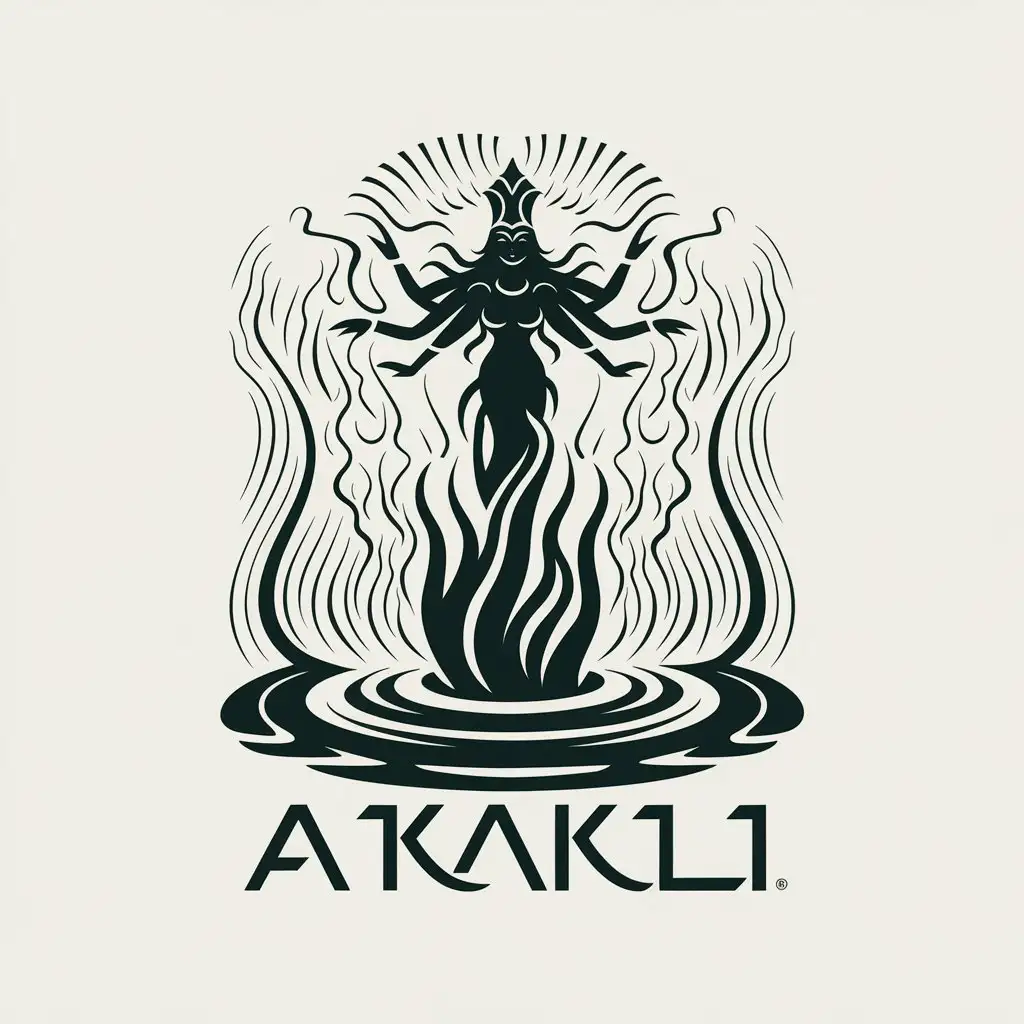 LOGO Design for AKALI Mysterious Goddess Rising from Primordial Water in Vector Style