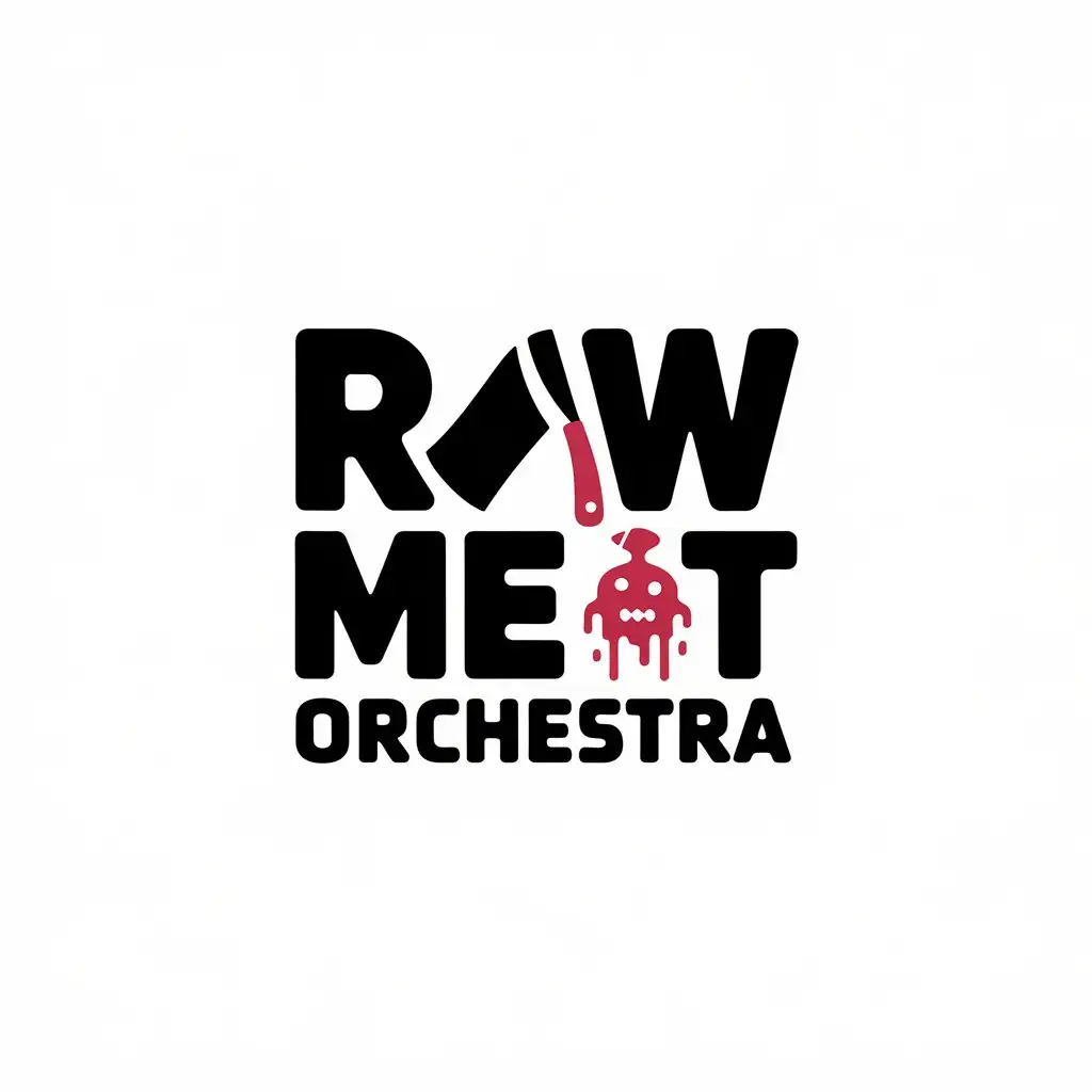 LOGO Design For Raw Meat Orchestra Cleaver Symbol in Entertainment Industry