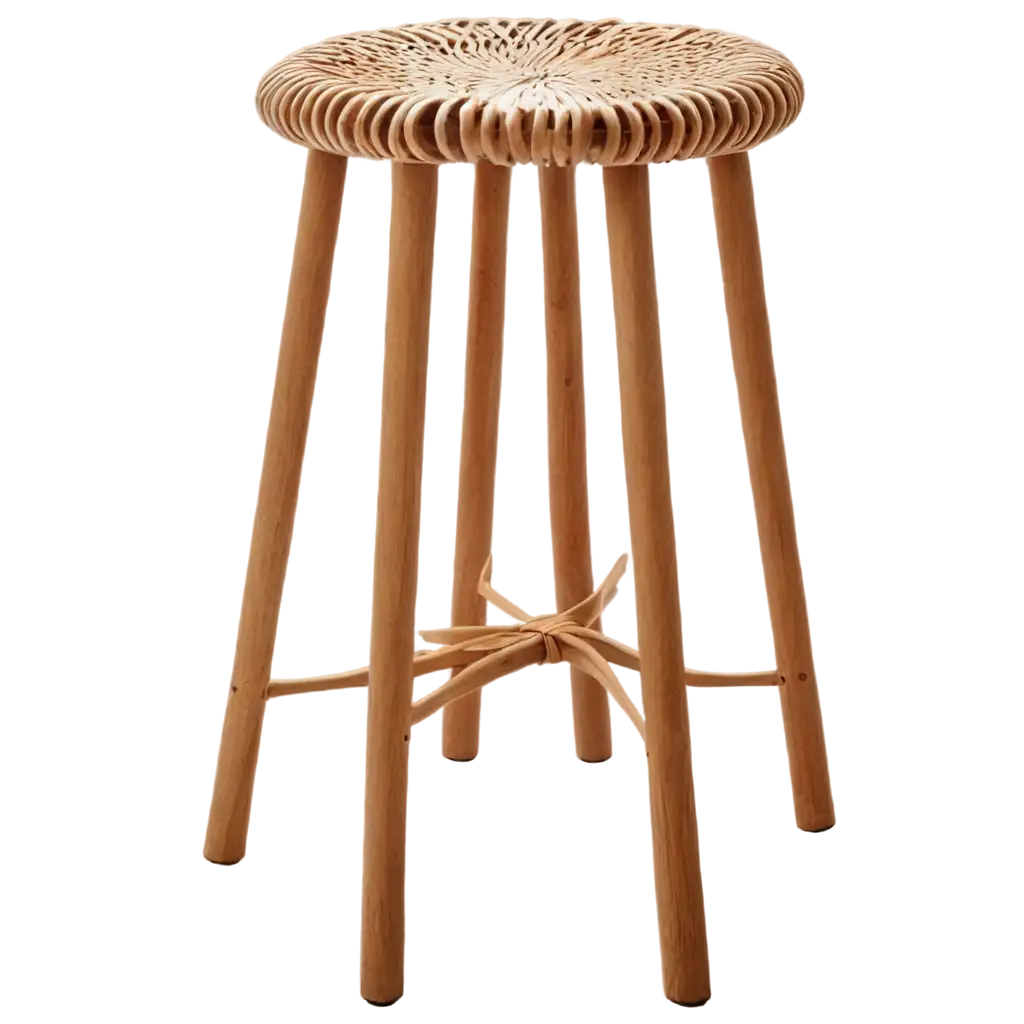 Rattan-Stool-PNG-Image-Crafted-Elegance-and-Natural-Charm