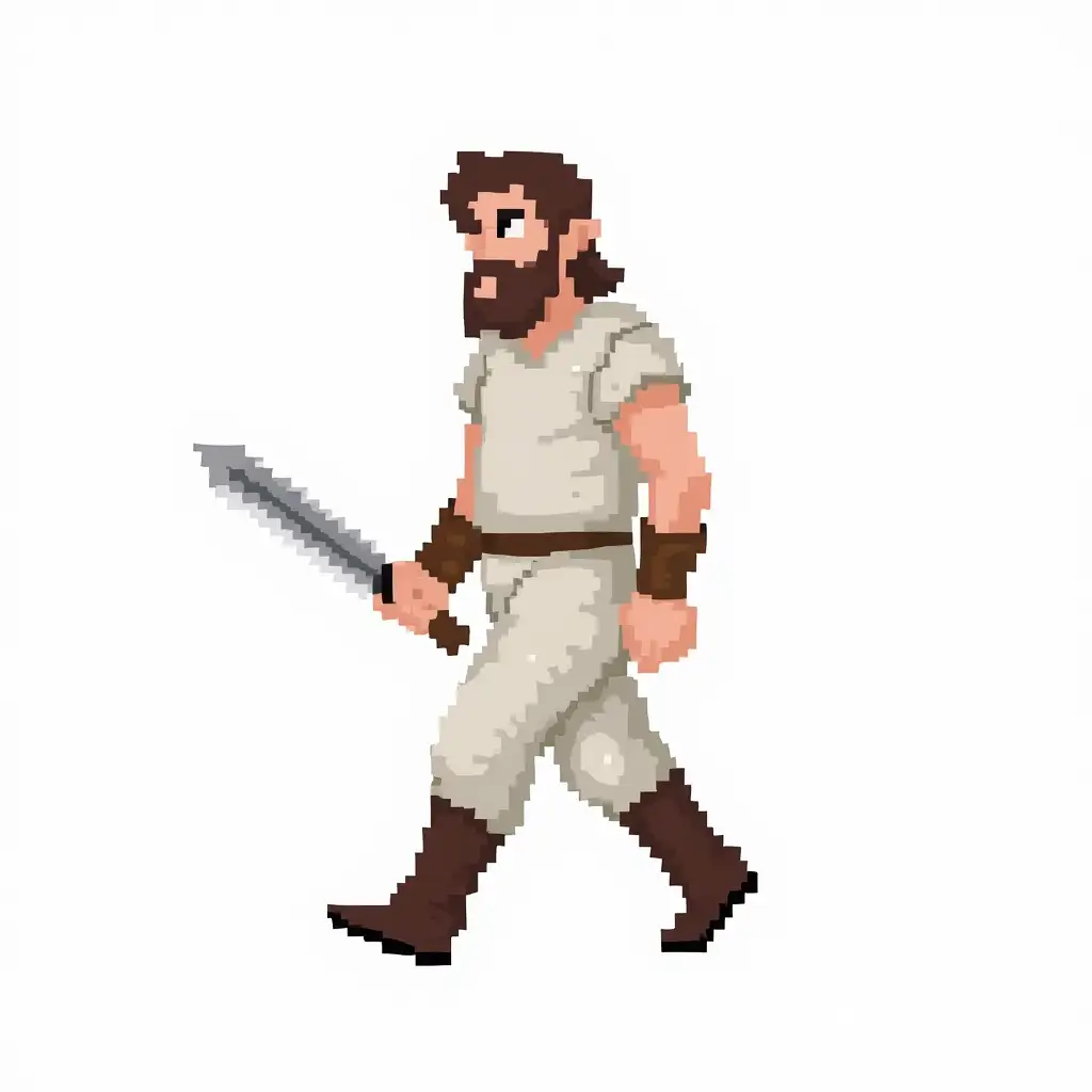 Warrior-Character-2D-Pixel-Art-Sprite-Sheet-with-8Frame-Walk-Animation-in-Terraria-Style