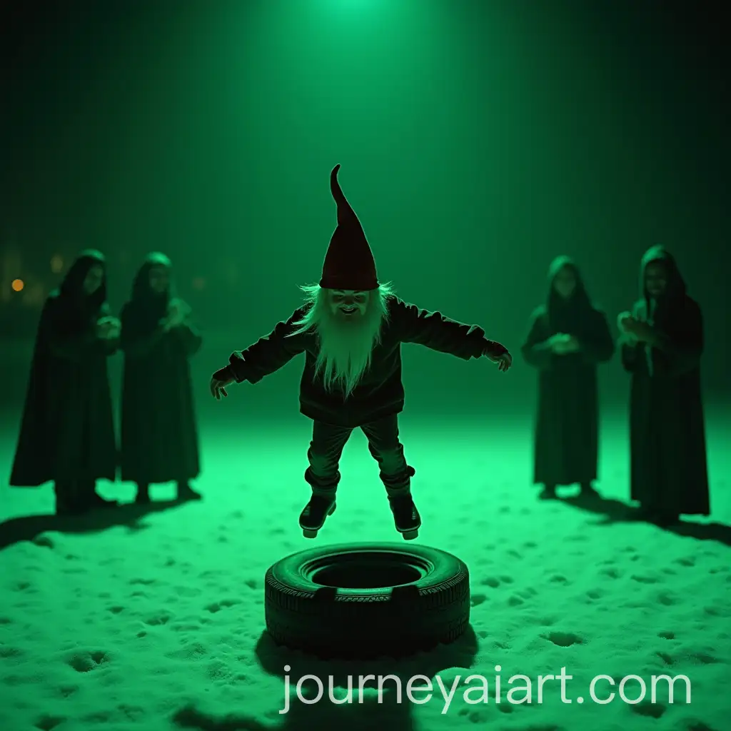 Night-Vision-Fantasy-Scene-Gnome-Skateboarding-Show