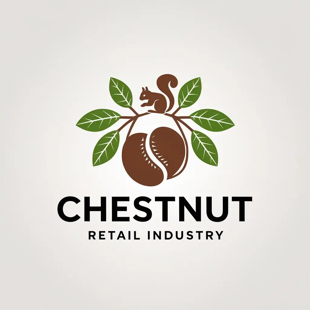 LOGO-Design-For-Chestnut-Minimalistic-Design-with-Chestnut-Green-Leaves-and-Squirrel