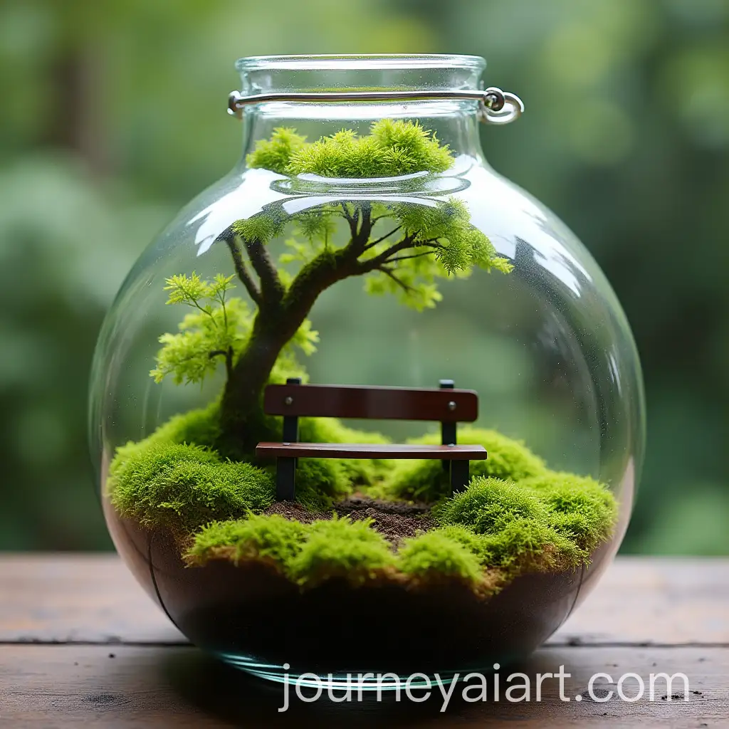 Terrarium-in-Glass-Demijohn-with-Moss-and-Park-Bench-Centerpiece