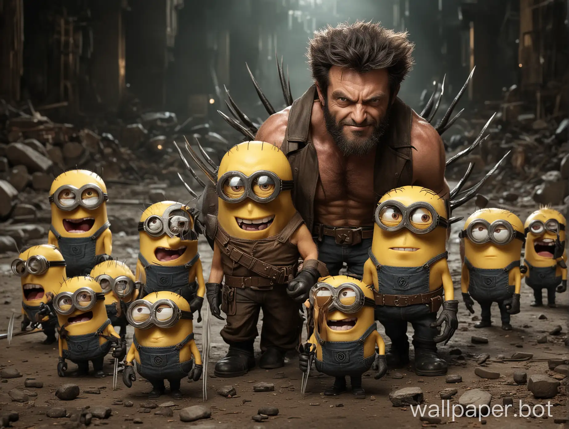 Fierce-Wolverine-Surrounded-by-Playful-Minions