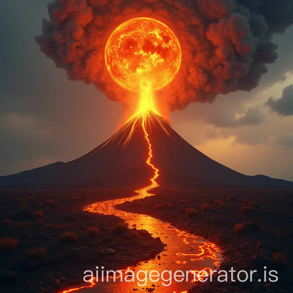 Volcano with an eruption of words and letters