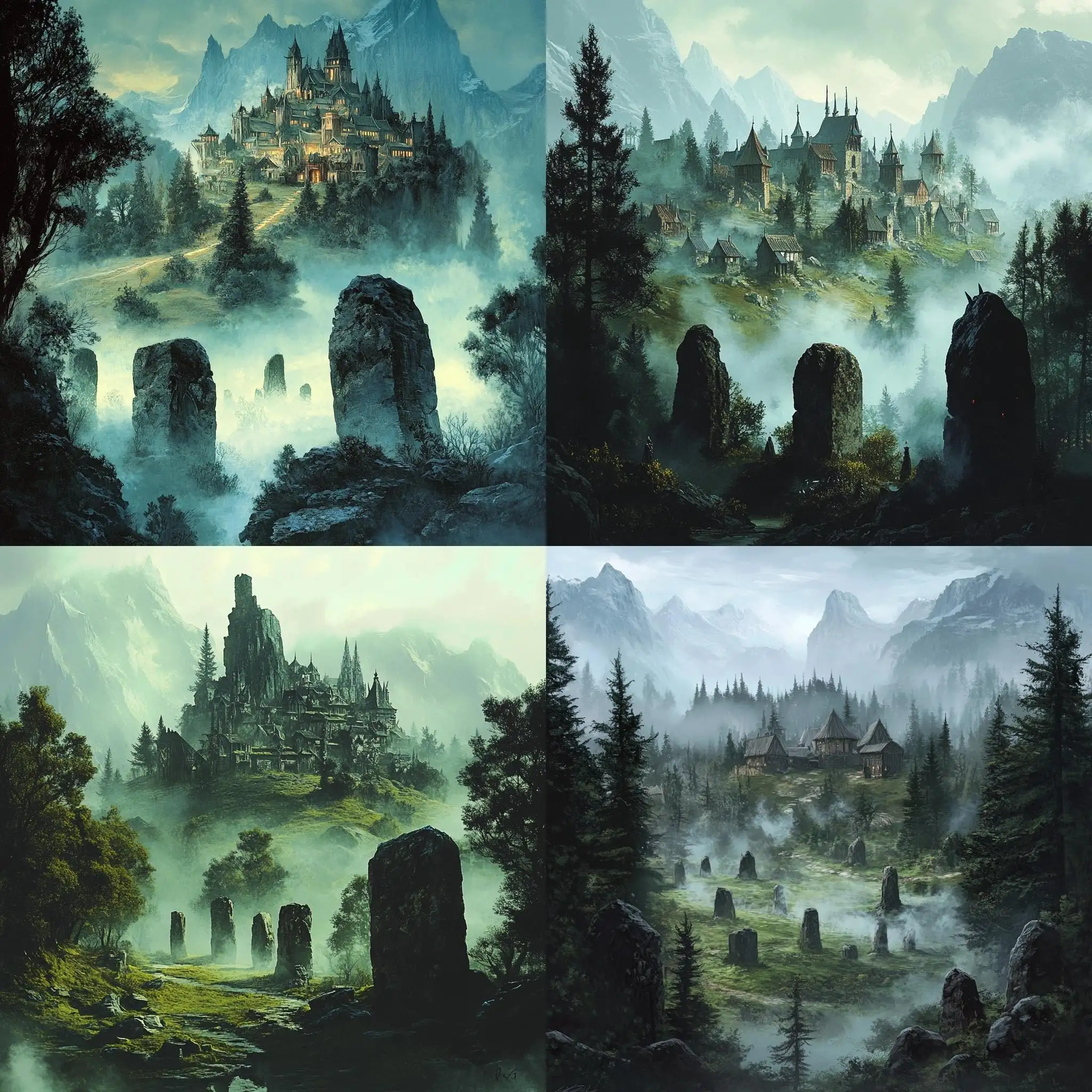 Epic-Druidic-Village-Surrounded-by-Enchanted-Forest-and-Stonehenge-Stones