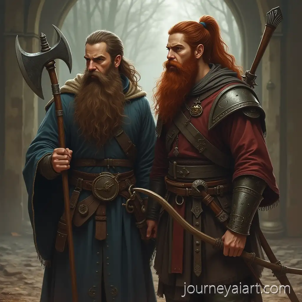 Dungeons-and-DragonsDND-Party-Image-Prompt-Party-with-Dwarf-Smith-and-Redhead-Archer