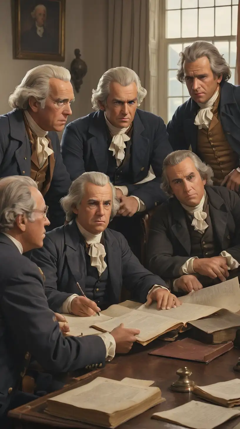 Men Discussing United States Constitution Drafting