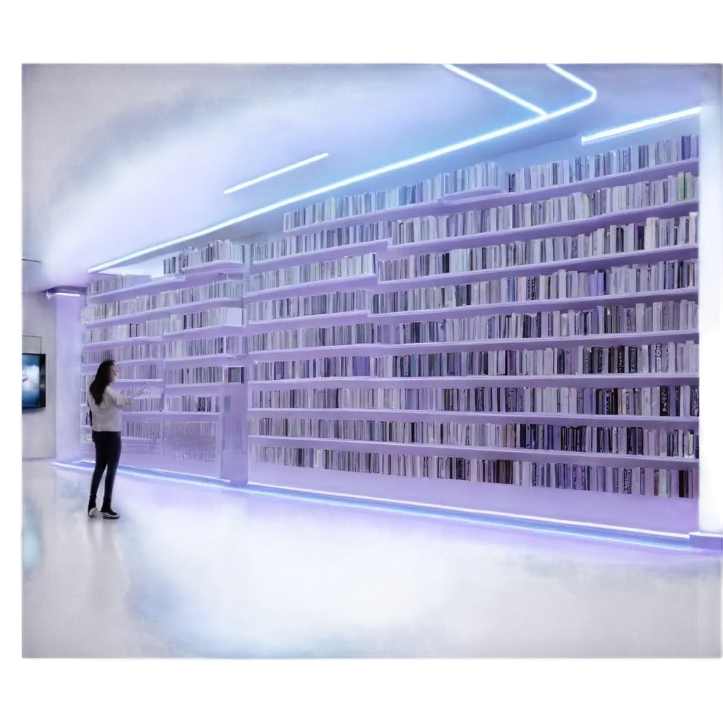 Futuristic-HighTech-Digital-Library-in-PNG-Format-Glowing-Holographic-Bookshelves-Cyberpunk-Architecture