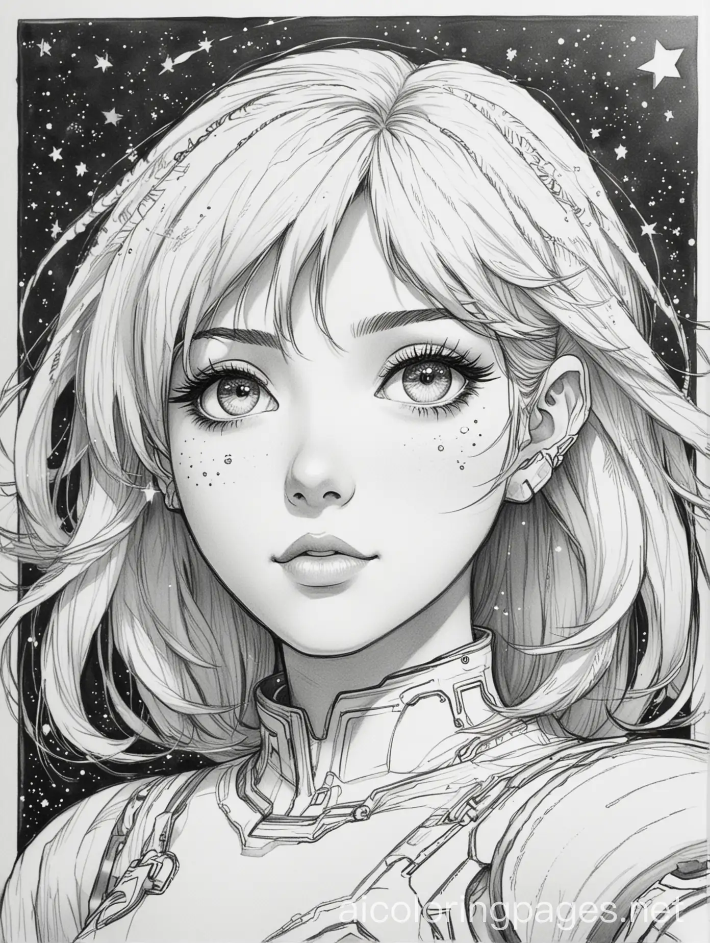 Anime-Space-Girl-Stars-Portrait-Coloring-Page