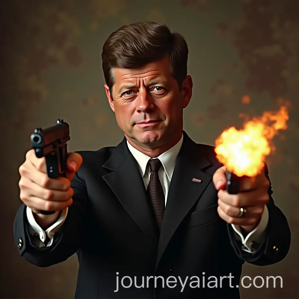 John-Fitzgerald-Kennedy-Holding-Two-Pistols-in-a-ReadytoFire-Pose