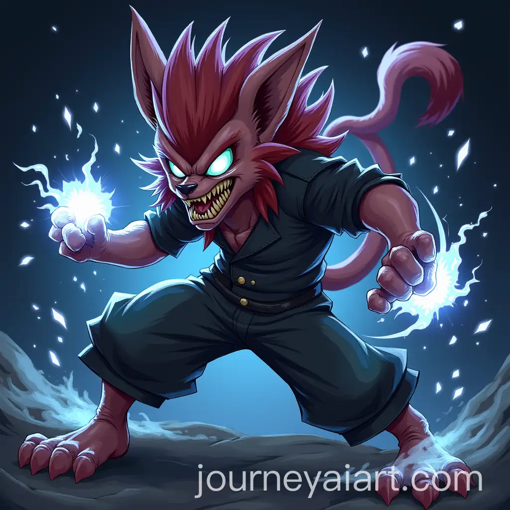 Aggressive-Anime-Character-in-Battle-Pose-with-Glowing-Eyes-and-Lightning-Effects