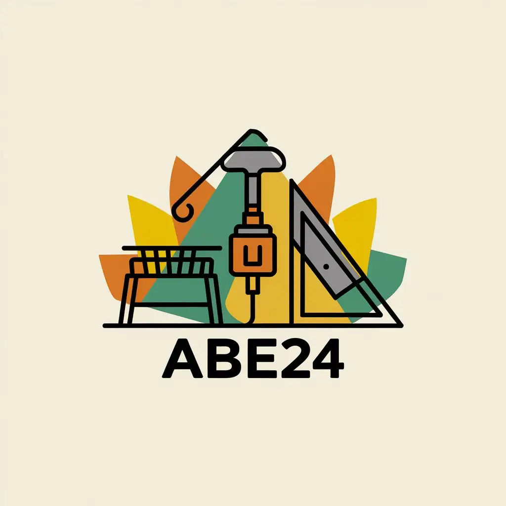 a vector logo design,with the text "ABE24", main symbol:wood carpentry electricity terrace furniture,Moderate,clear background