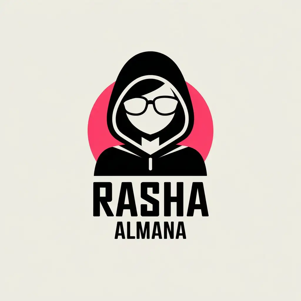 a vector logo design,with the text "RASHA ALMANA", main symbol:Design me a logo for the identity of girl interested in cybersecurity,Moderate,clear background