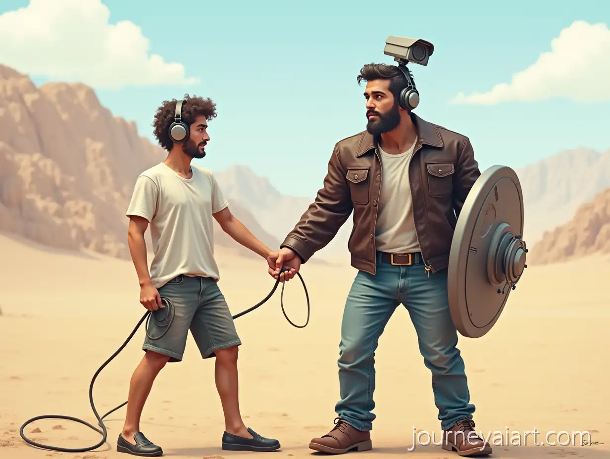 Modern-David-and-Goliath-Duel-in-Middle-Eastern-Desert-with-Technology-Weapons