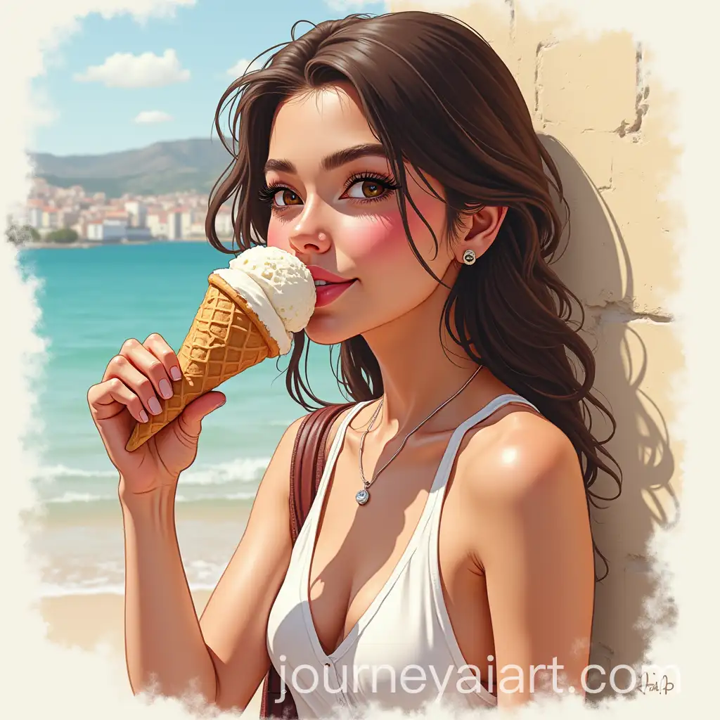 Person-Enjoying-Ice-Cream-at-El-Pilar-Zaragoza