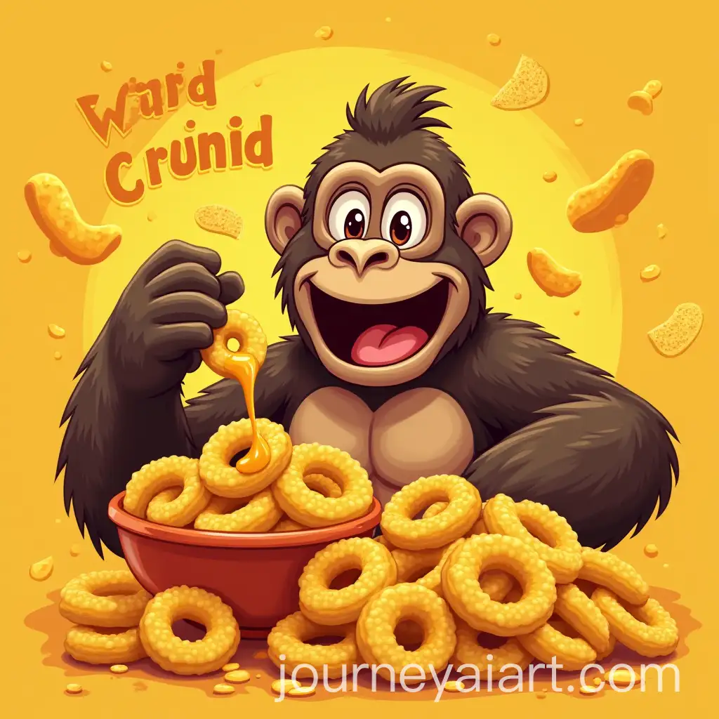 Cartoon-Gorilla-MascAI-Image-Prompt-Expansionot-Enjoying-Corn-Puff-Snack-with-Nacho-Cheese