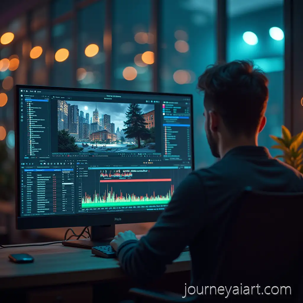 Professional-Video-Editing-Workspace-with-Modern-Equipment-and-Creative-Setup