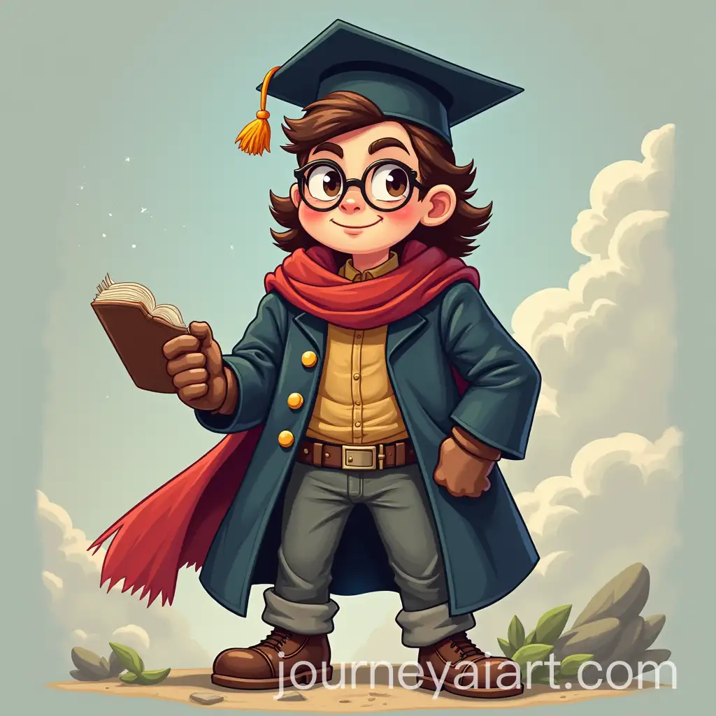 Academic-Adventurer-in-a-Library-Surrounded-by-Ancient-Books-and-Artifacts