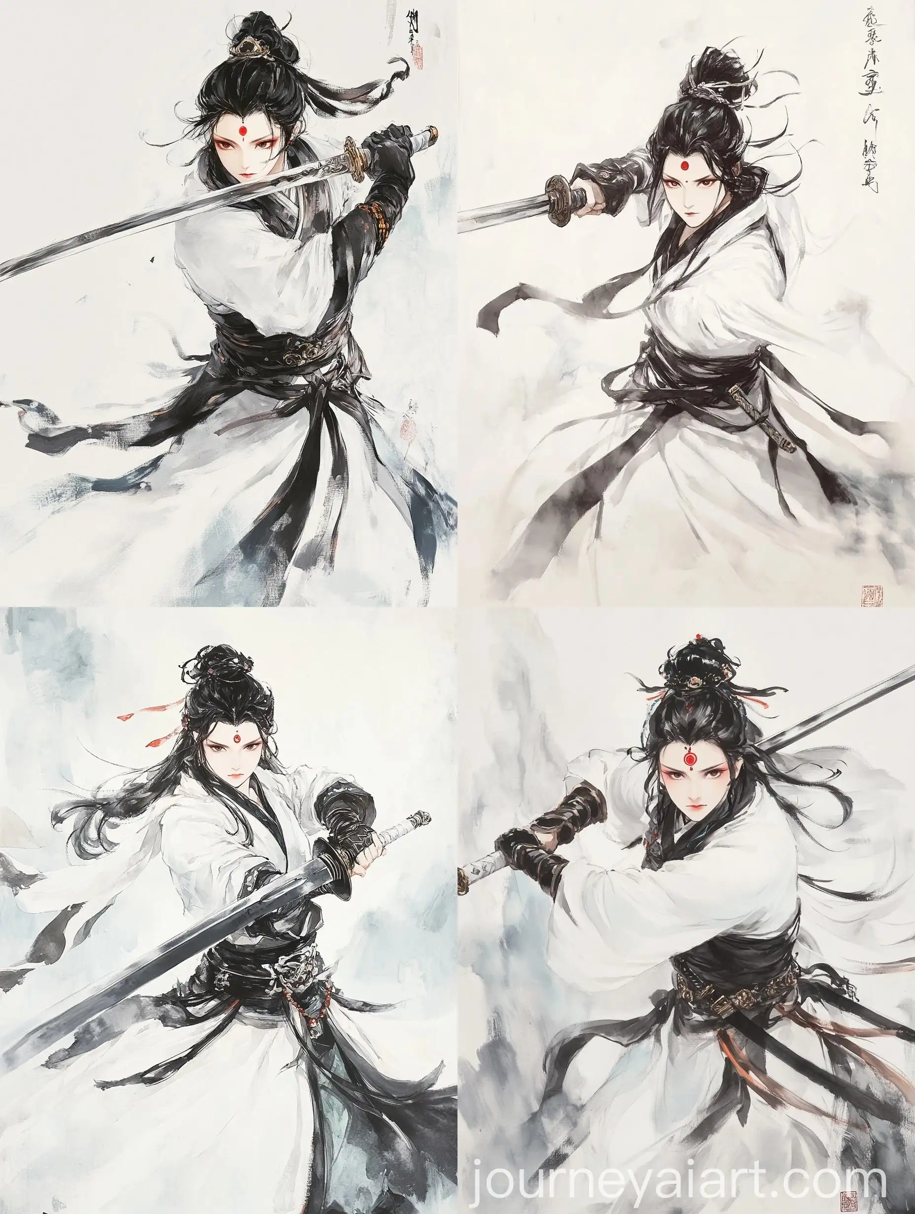 Ancient-Chinese-Woman-in-Sumie-Style-with-Sword