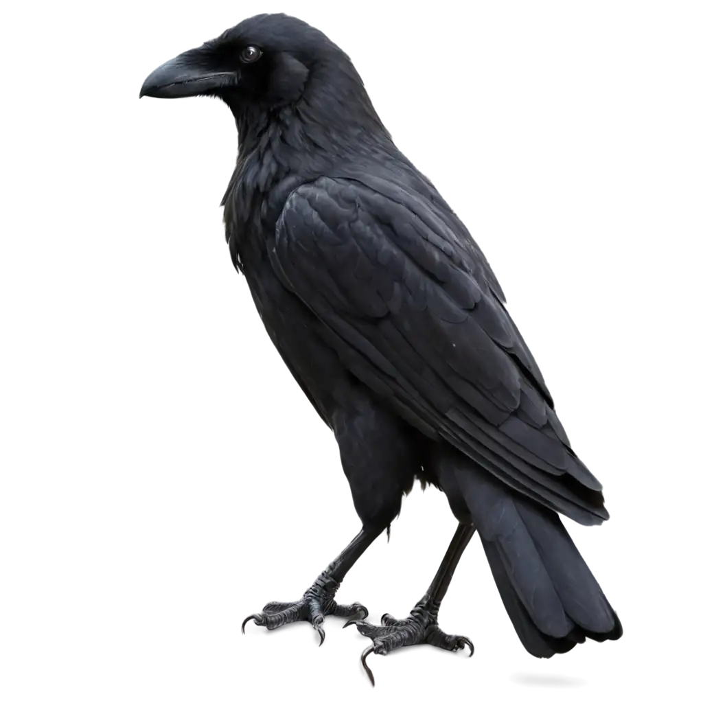 Semi-Realistic-Crow-PNG-Image-Detailed-Artwork-of-a-Crow-Facing-Left