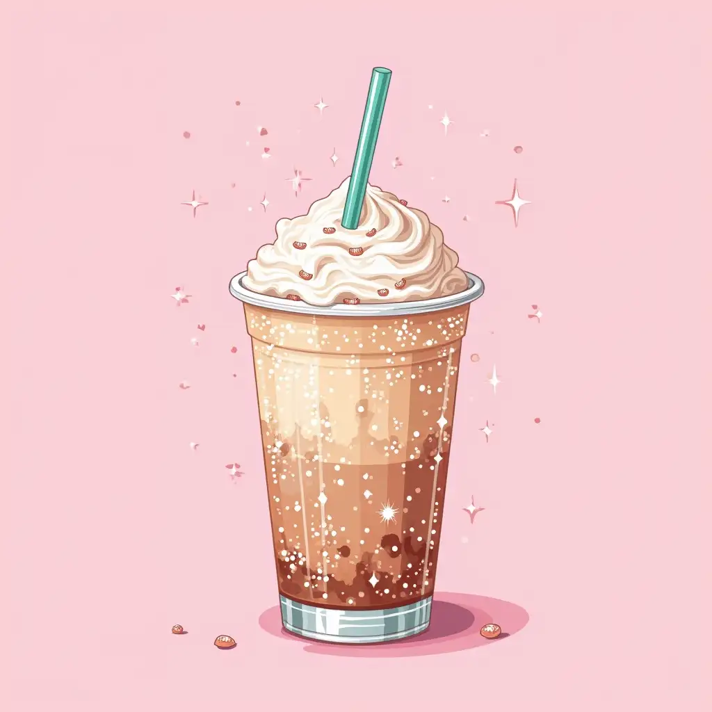 Faux-Rhinestone-Iced-Coffee-Cup-with-Sparkles-in-Retro-Preppy-Style