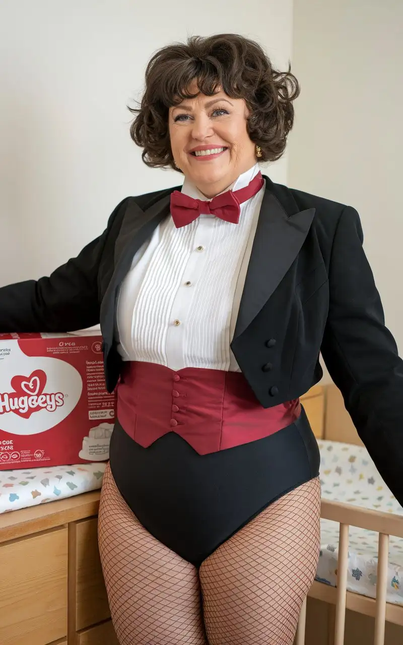 Candid-Portrait-of-a-Joyful-PlusSize-Woman-in-Concert-Tuxedo-Holding-Diapers