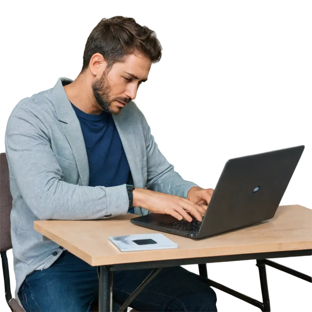 PNG-Image-Usage-AnalysisMan-Working-on-Laptop-on-a-Table-HighQuality-PNG-Image-for-Digital-Productivity-Themes
