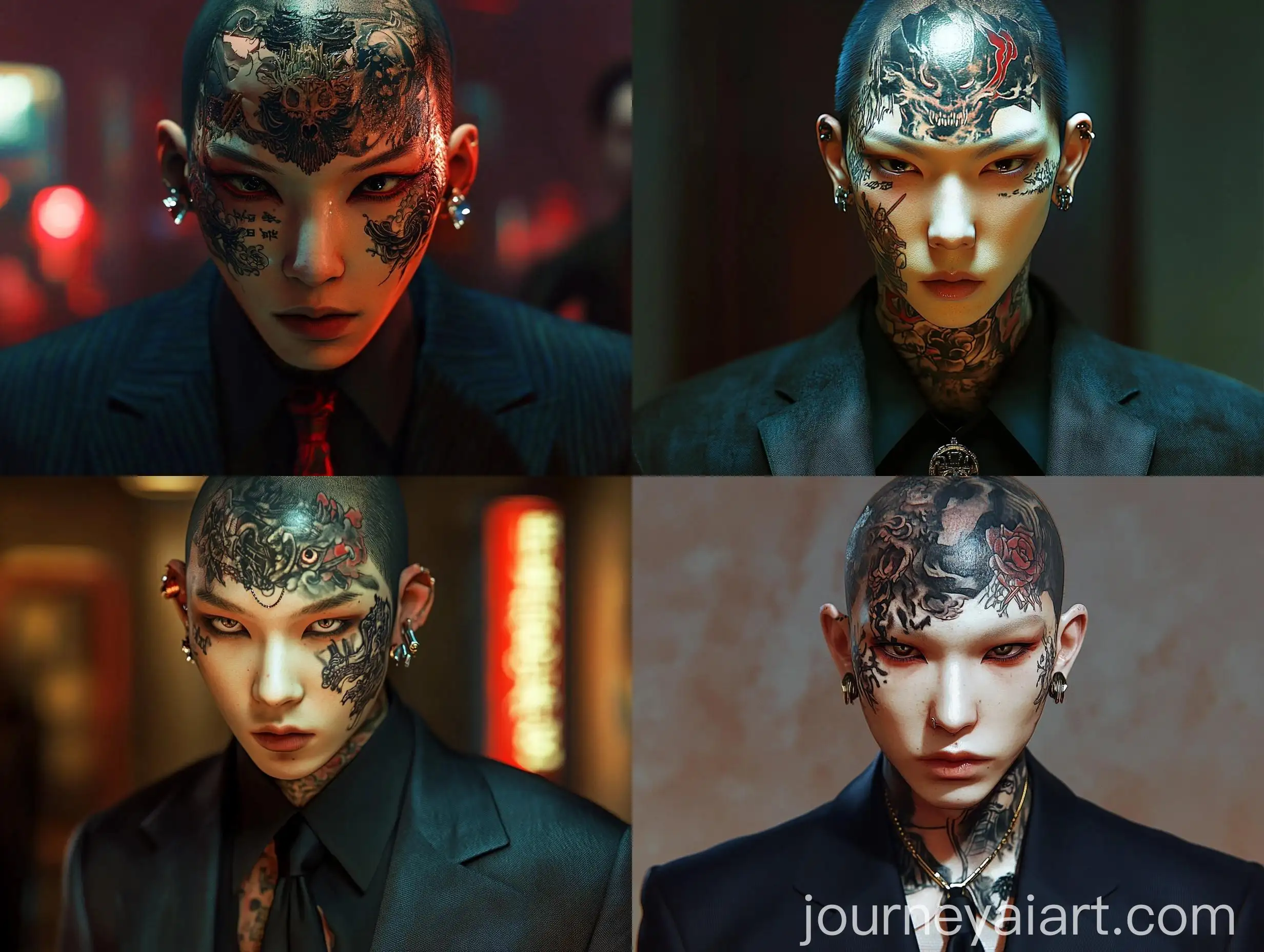 Cyberpunk-Anime-Boy-Yakuza-Crime-Boss-with-Head-Tattoos