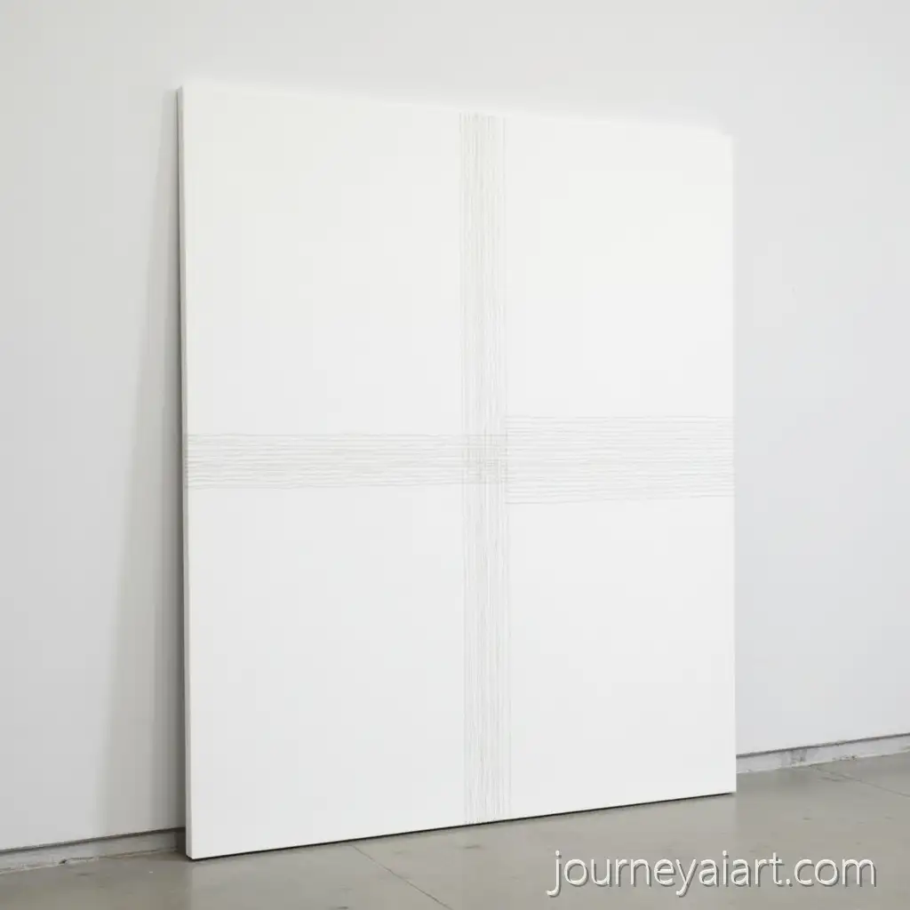 Minimalist-Plywood-Artwork-with-HandDrawn-Graphite-Stripes-in-Gallery-Setting