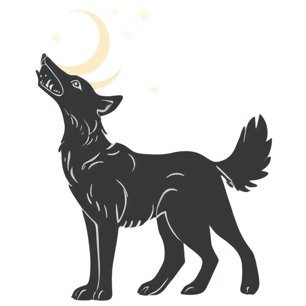 a wolf  barking towards moon in night icon