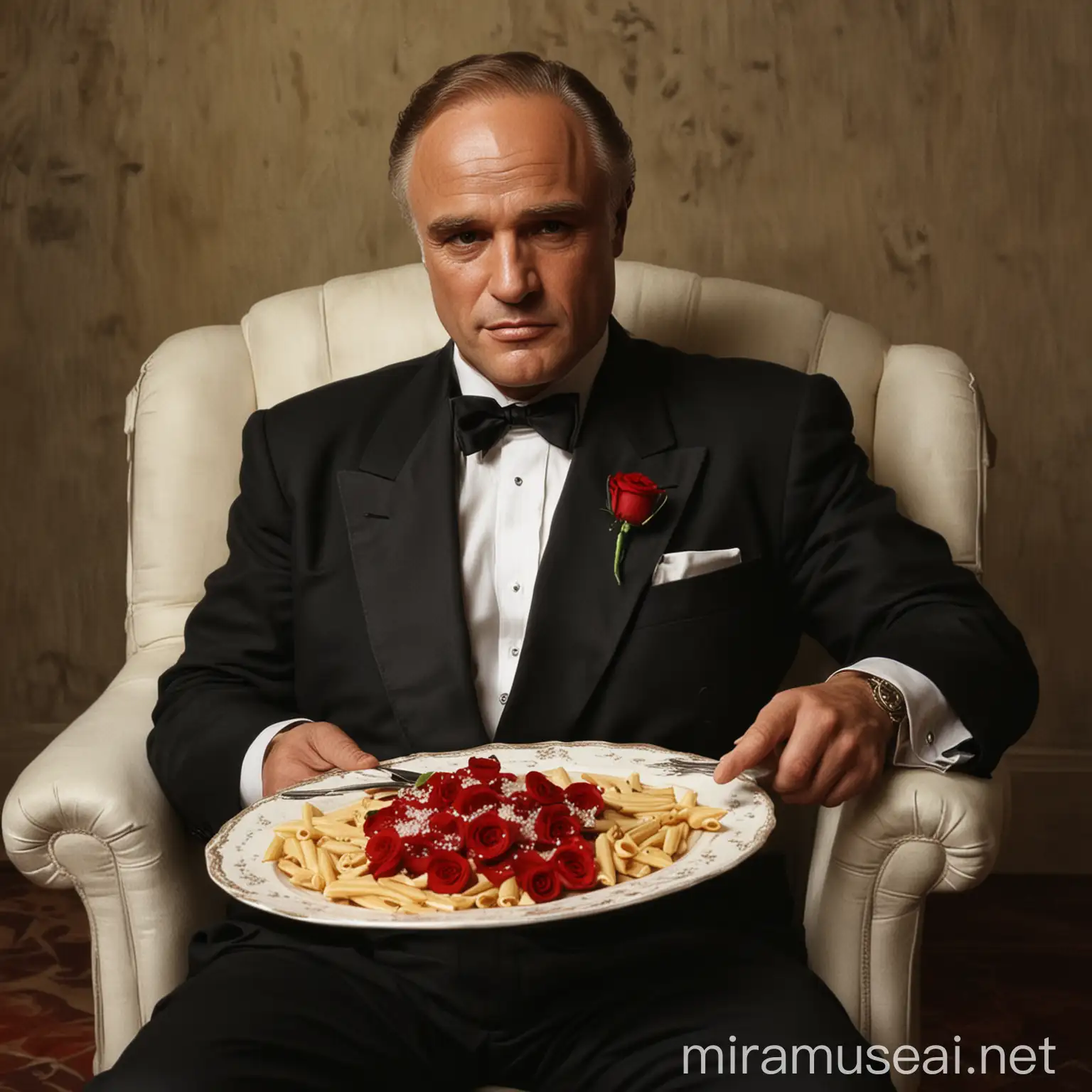 Godfather Marlon Brando Red Rose and Penne Pleasure