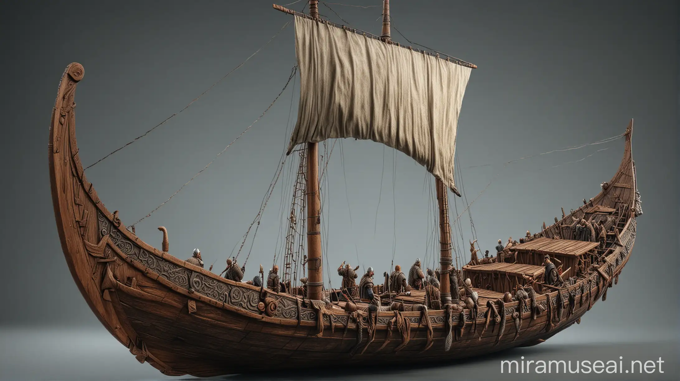 Realistic Viking Longship Model in Detailed Artistic Rendering