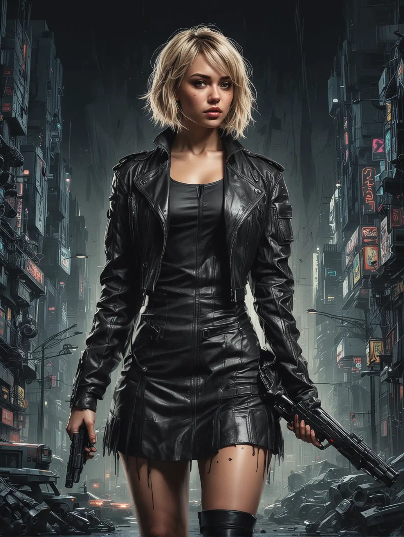 Surreal-Cyberpunk-Portrait-of-Mia-Malkova-with-Revolver-Gun-in-Cityscape