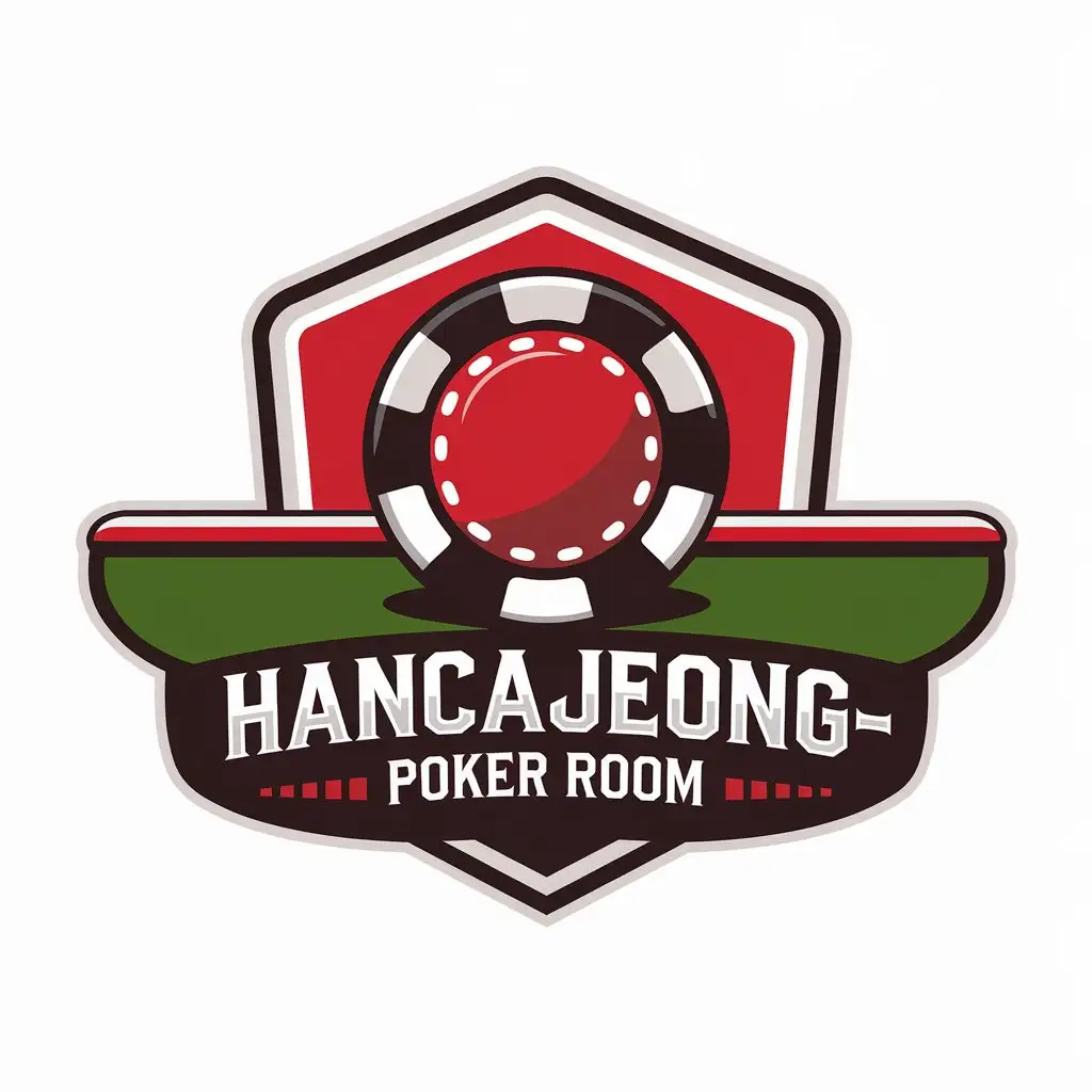 LOGO-Design-For-HanCajeong-Poker-Room-Red-Background-with-Poker-and-Gambling-Theme