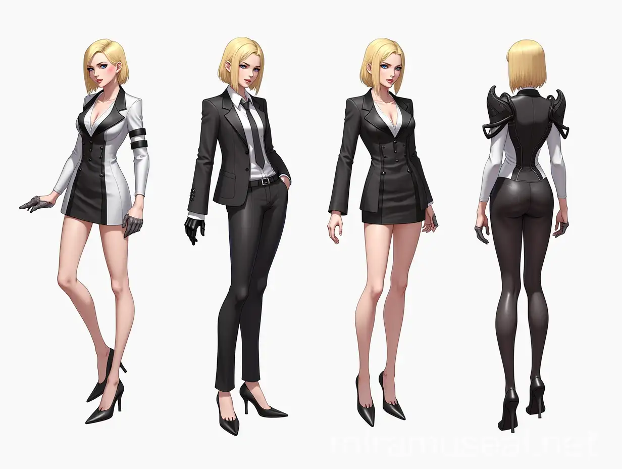 Elegant Cyberpunk Female Character in Office Style