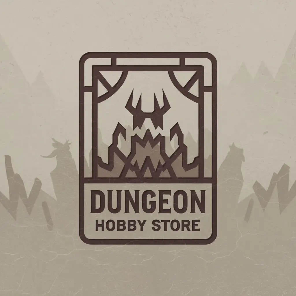 LOGO Design for Dungeon Hobby Store Minimalist Trading Card in a Dungeon Theme