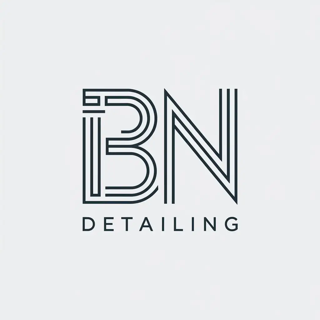 a vector logo design,with the text "BN DETAILING", main symbol:BN,Minimalistic,be used in Automotive industry,clear background